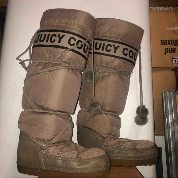 #1224 A2DD Juicy Couture Moon Snow Boots Used with box Sz10 khaki - Picture 4 of 12